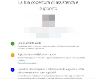Pantalla de garantía de Apple Período de garantía