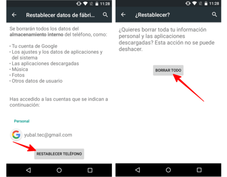 Cómo restablecer Android y restaurar el dispositivo al estado de fábrica