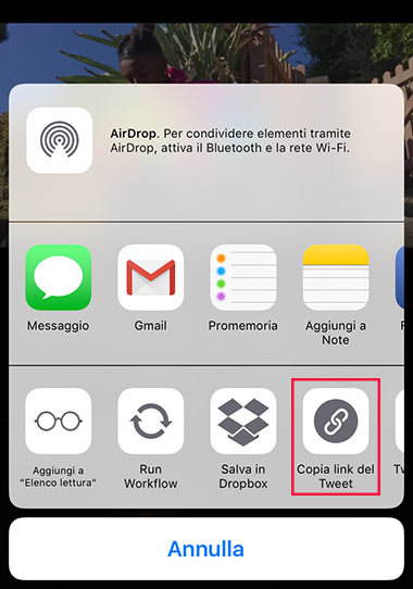 Cómo descargar videos a Twitter en iPhone 4 Copia el enlace al tweet
