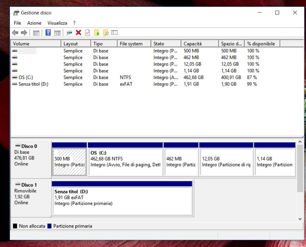 Administración de discos Windows 2