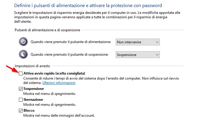 Deshabilitar el inicio rápido de Windows 10