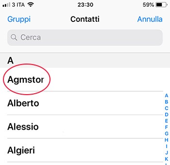 seleccionar un contacto SMS