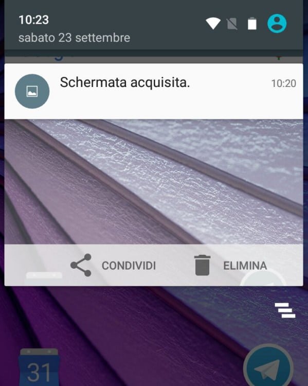 captura de pantalla en Moto 1