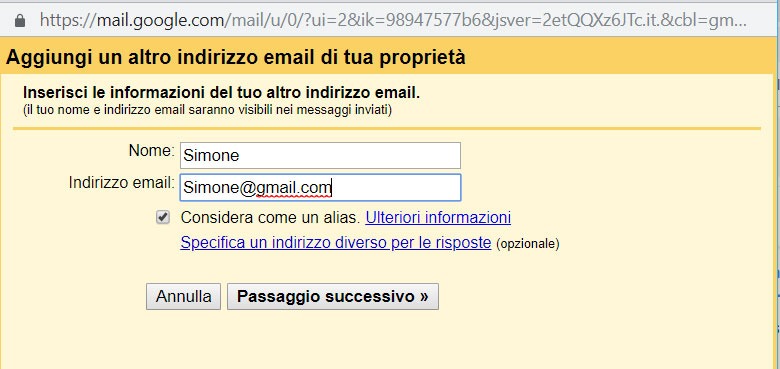 Agregue otra direccion de email