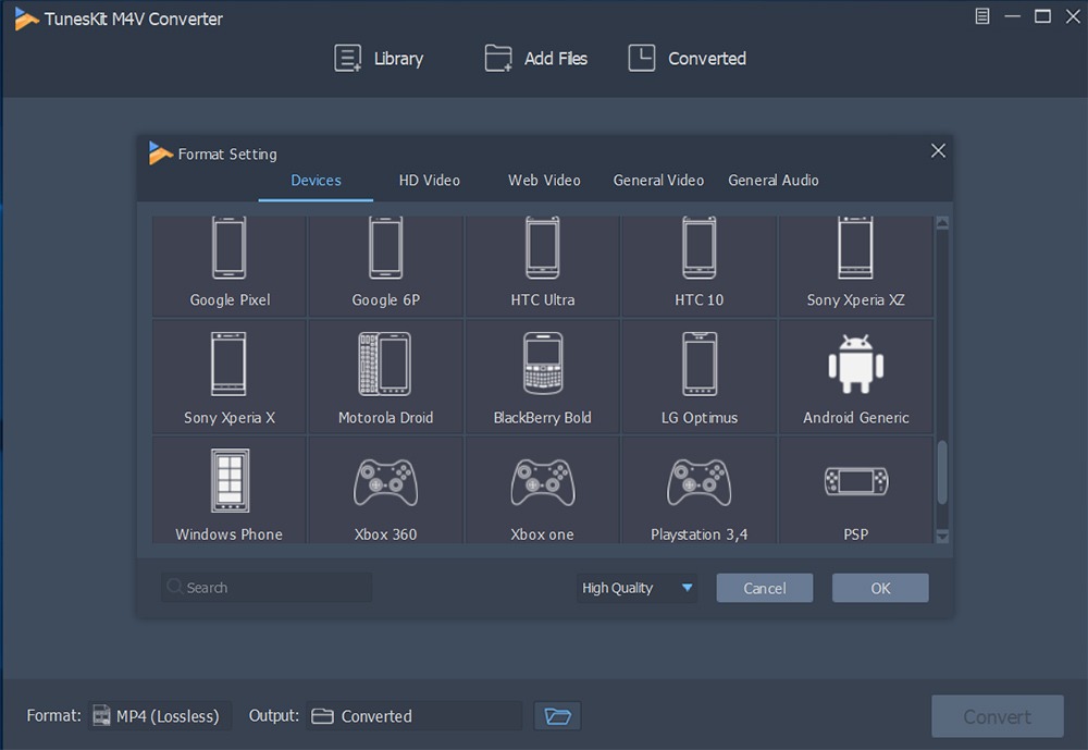 TunesKit DRM Multimedia Converter: elimine fácilmente DRM 6 seleccione un dispositivo