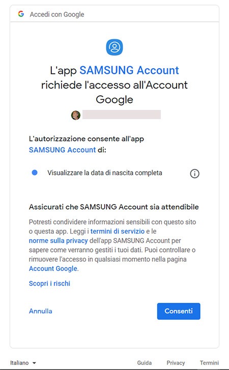 cuenta de Samsung