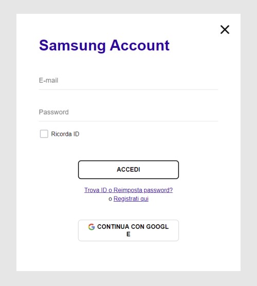 iniciar sesión en el servicio de Samsung