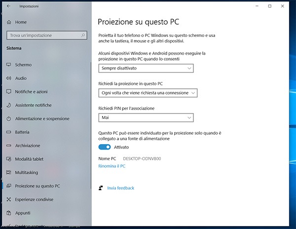 proyección en esta PC