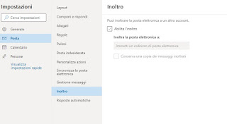 Menú de reenvío de Outlook Envío