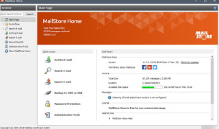 Aplicación MailStore Home Inicio de MailStore