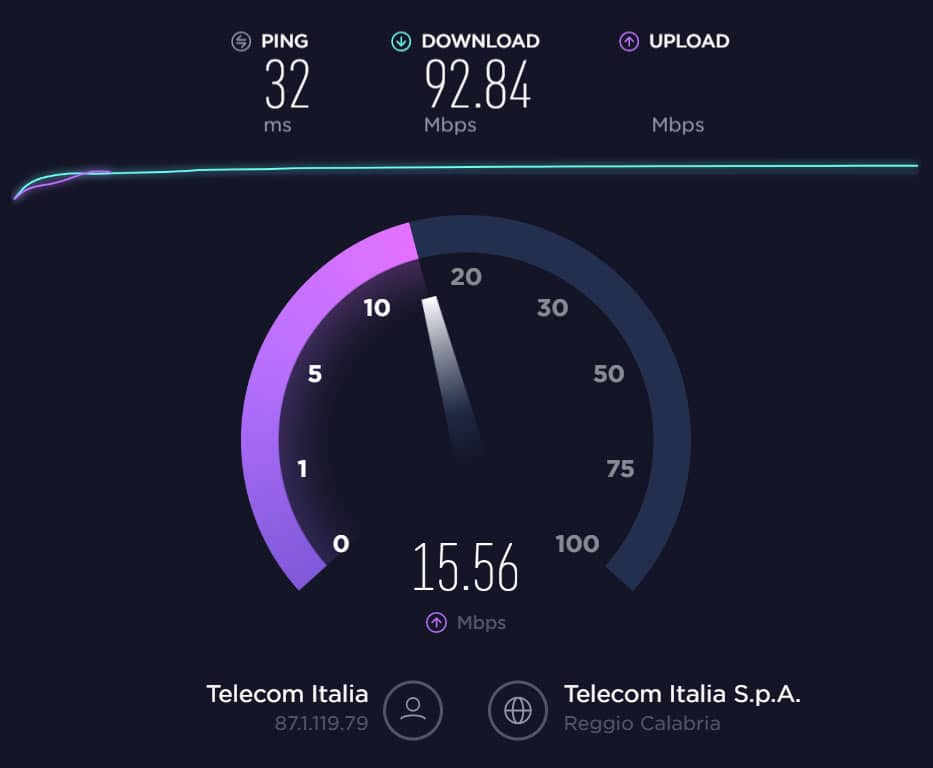 Velocidad de fibra óptica