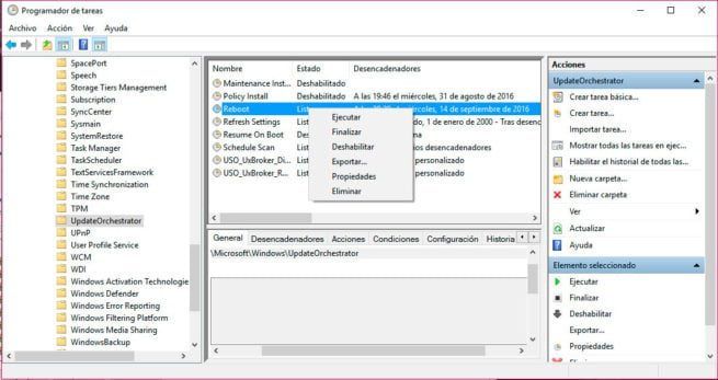 Deshabilitar el reinicio automático de Windows después de la actualización