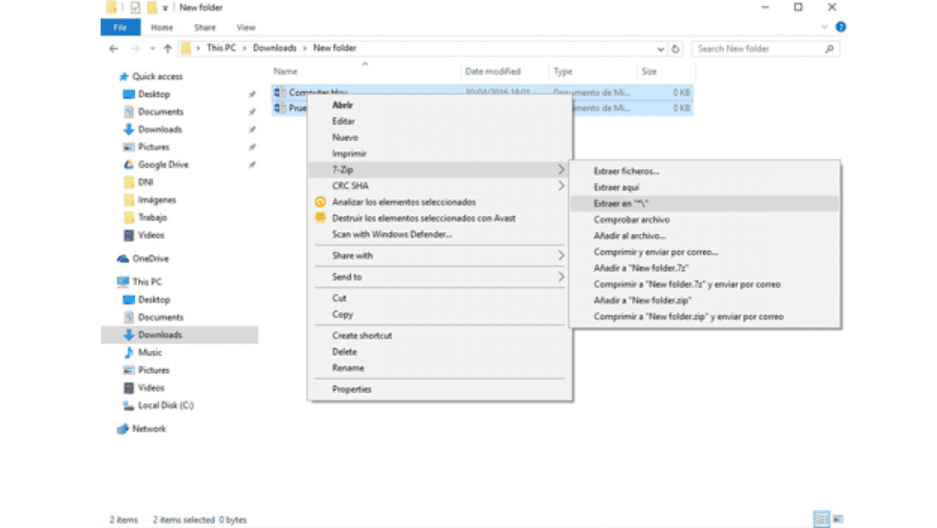 Use 7Zip para abrir ZIP, RAR y carpetas comprimidas