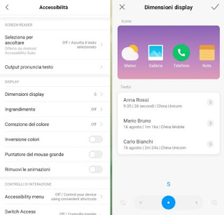 Disponibilidad para Android Tamaño de la pantalla