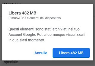 Libera espacio en la nube Espacio libre