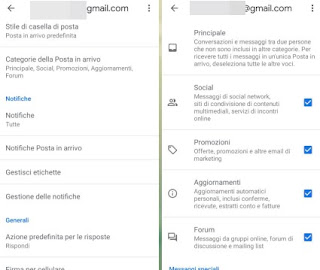 Notificaciones de categoría Categorías de Gmail