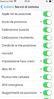 servicios del sistema iphone