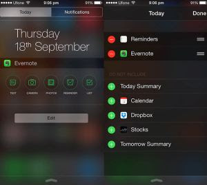 Widgets de iOS 8