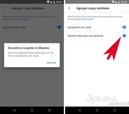 activar el reconocimiento facial con google photos en android