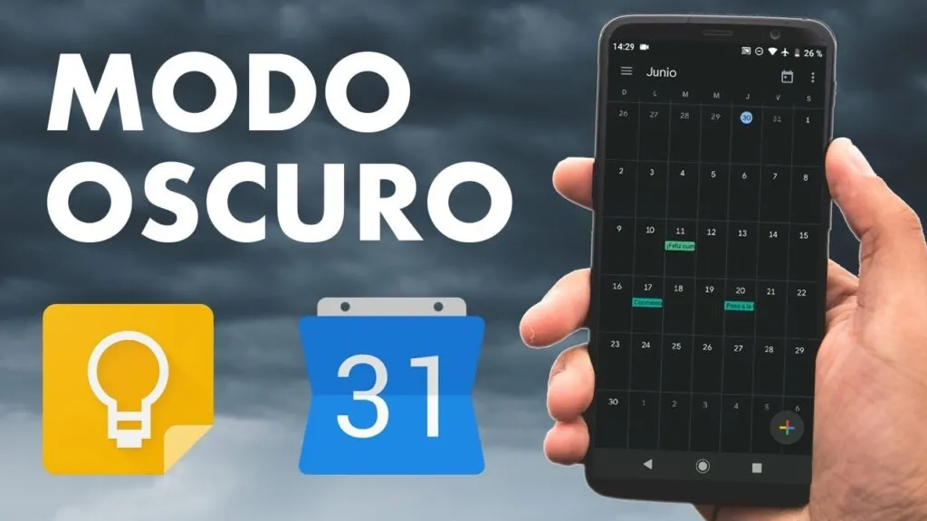 como activar el modo oscuro en google calendar para android