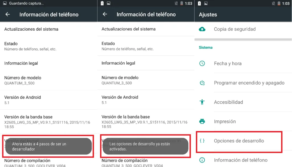 como activar las funciones de desarrollador en android