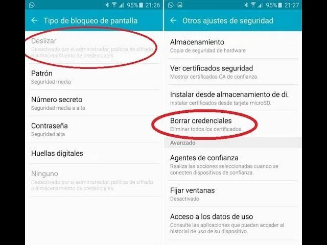 como arreglar en android deshabilitado por el administrador la politica de cifrado o el almacen de credenciales