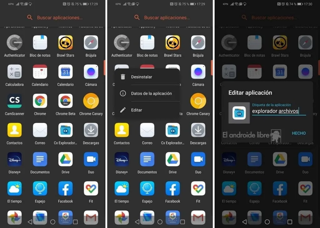 como cambiar el nombre de las aplicaciones de android para mantenerlas en secreto