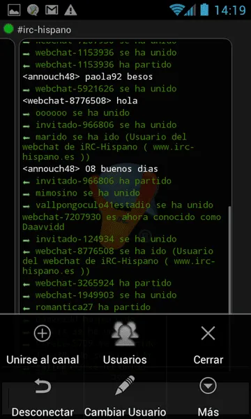como configurar los chats de irc en android