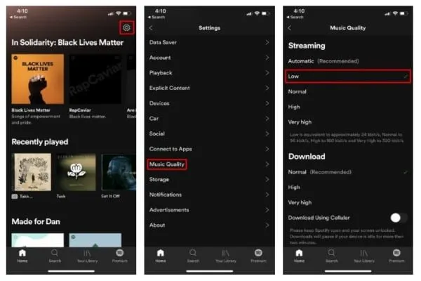 como consumir menos datos al transmitir musica en aplicaciones de android