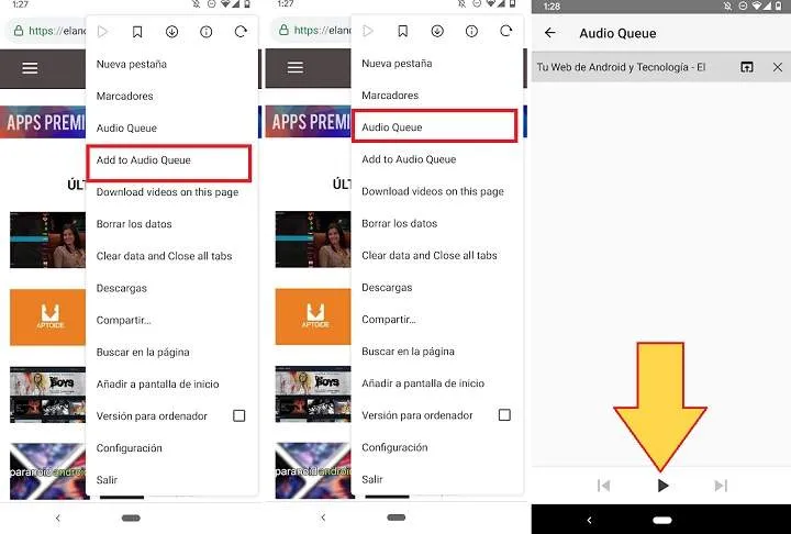 como convertir cualquier pagina web o articulo a formato de audio en android
