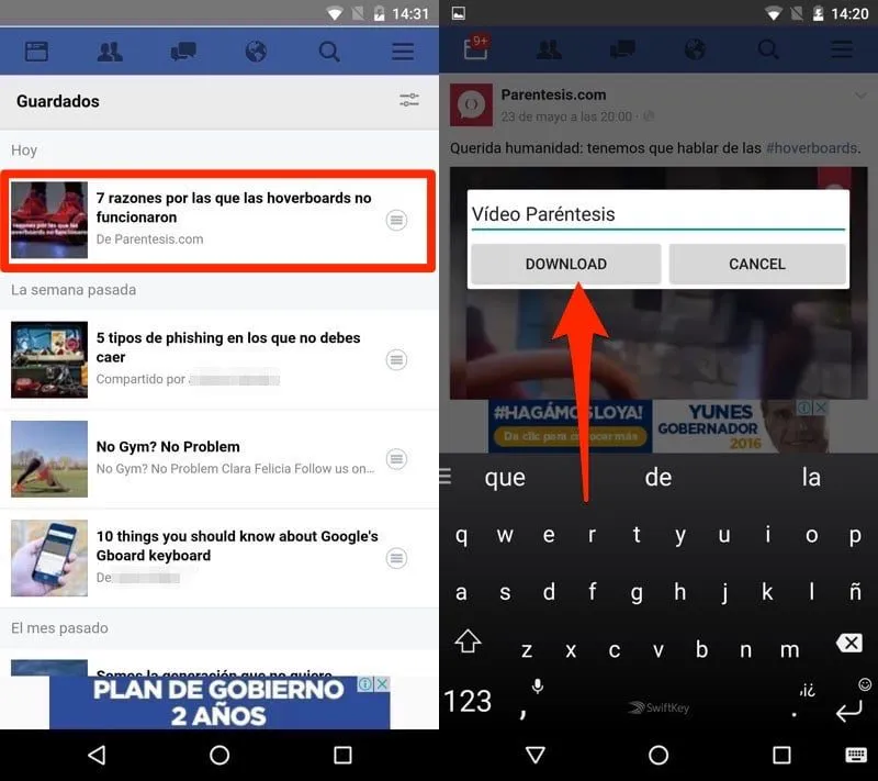 como descargar videos de facebook desde android