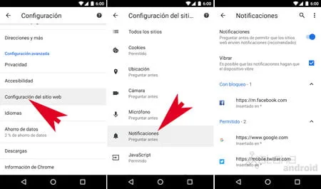 como deshabilitar las notificaciones push para una aplicacion de android