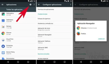 como funciona la administracion de aplicaciones predeterminada en android
