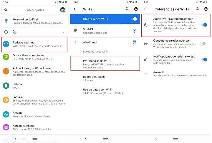 como hacerlo en android si su conexion de datos no se reactiva automaticamente despues de apagar el wi fi