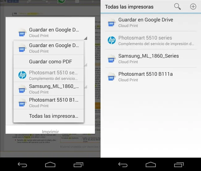 como imprimir desde android con google cloud print