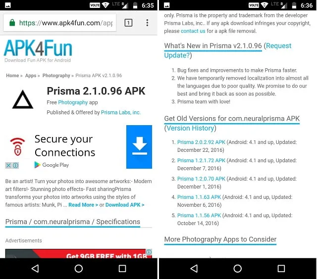 como instalar una version antigua de la aplicacion de android sin perdidas