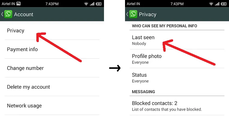como ocultar el ultimo inicio de sesion de facebook para android