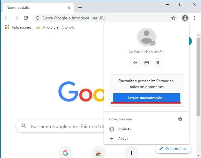 como sincronizar los favoritos de chrome con android