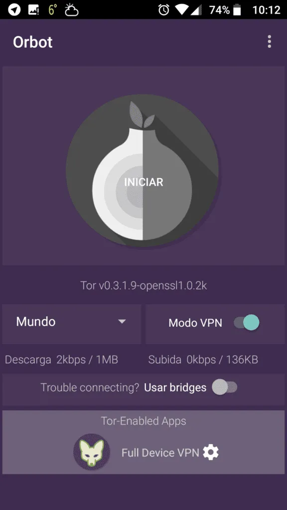como viajar de forma anonima en android usando el navegador orfox