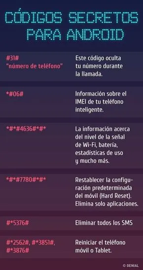 lista de codigos secretos de android