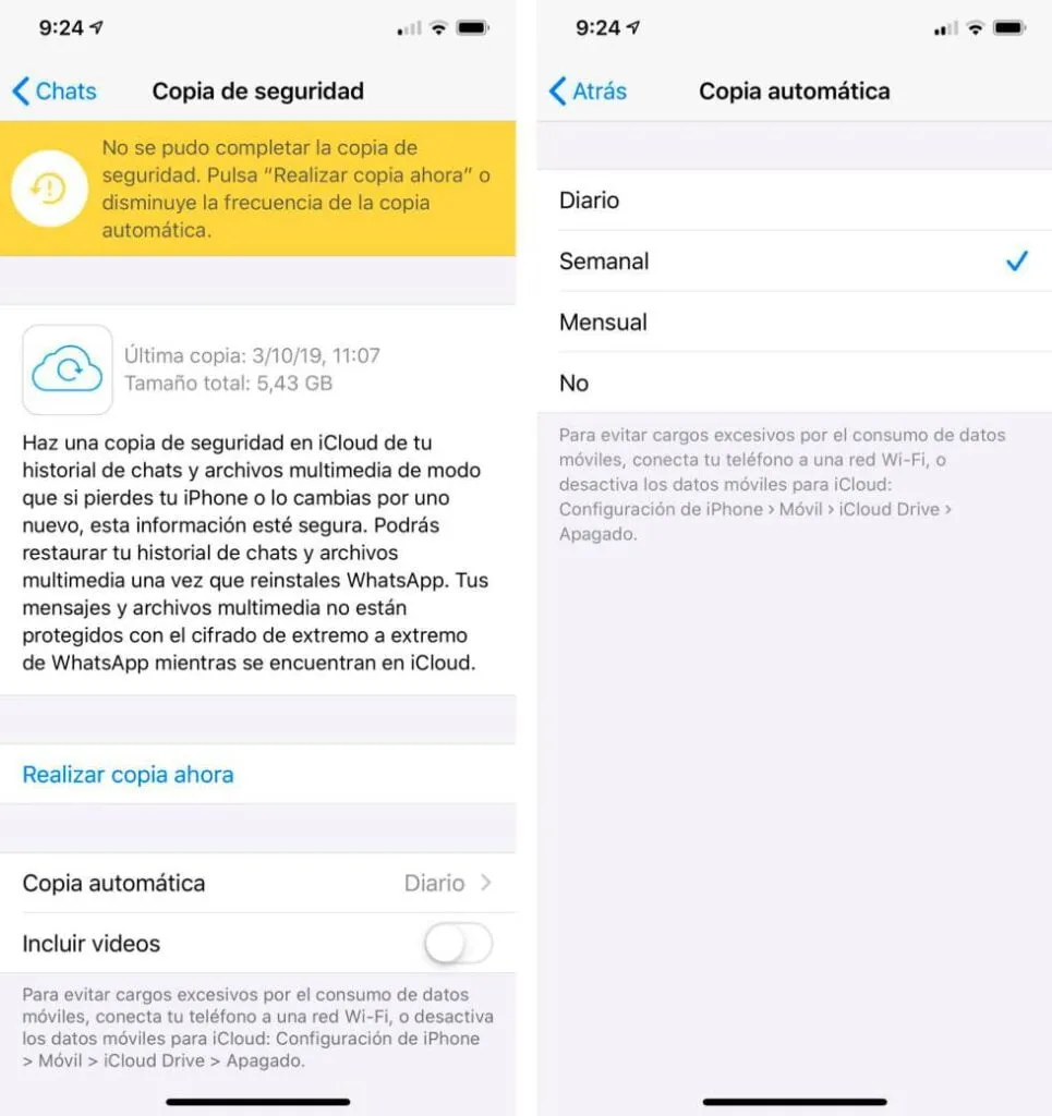 que hacer si whatsapp backup falla y no funciona en android