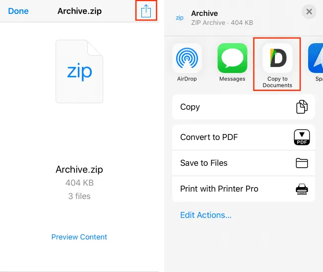 como abrir un archivo zip en iphone y ipad