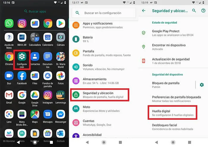 como agregar una huella digital en android