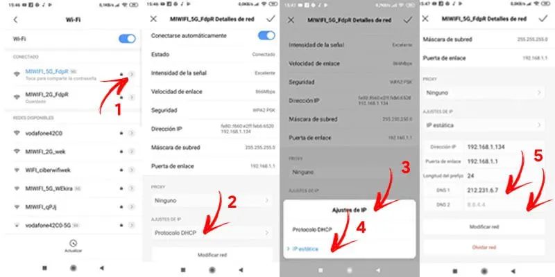 como cambiar dns en android y iphone