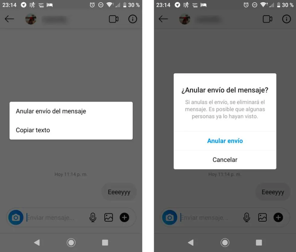 como cancelar un mensaje en instagram despues de enviarlo 1