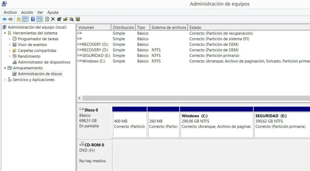 cree una particion de recuperacion de pc con windows