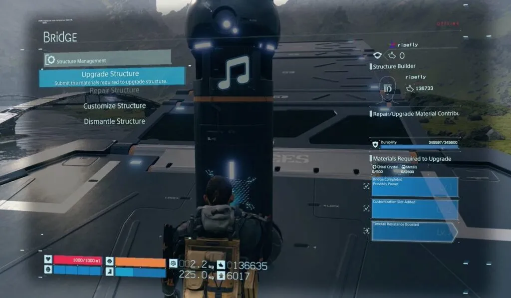 death stranding como actualizar y personalizar estructuras