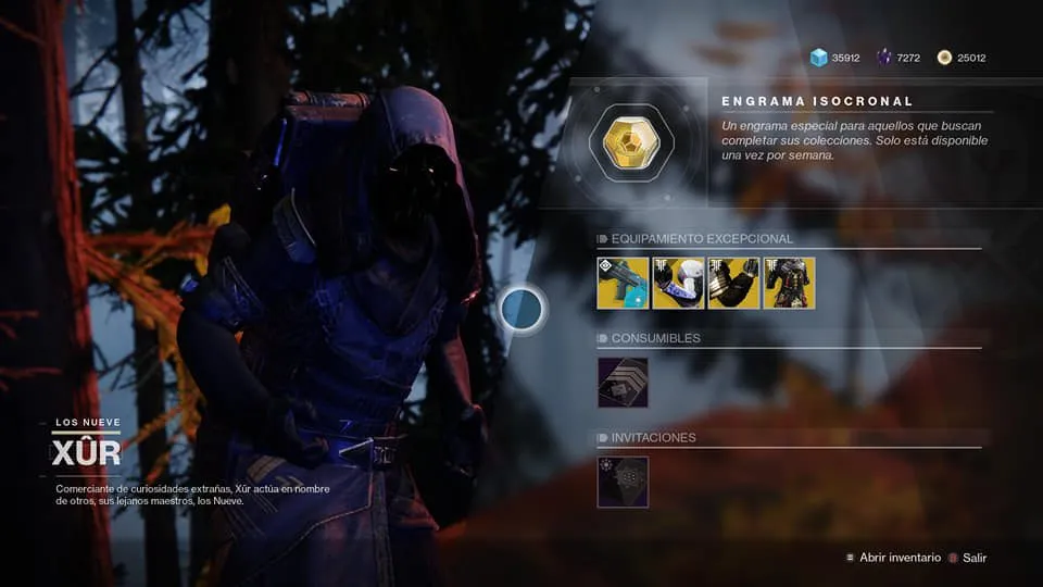 destiny 2 articulos vendidos por xur a partir del 21 de junio