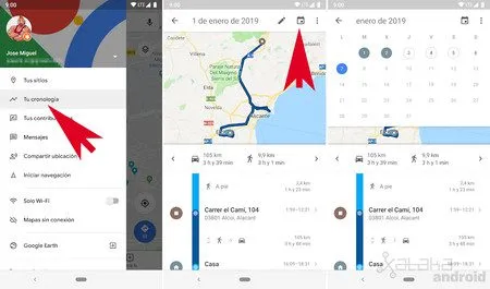 verifique su historial de google maps y apaguelo